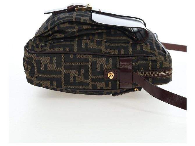 FENDI Zucca Canvas Schultertasche Braun Schwarz Authentisch ep15102A - Ansicht 4