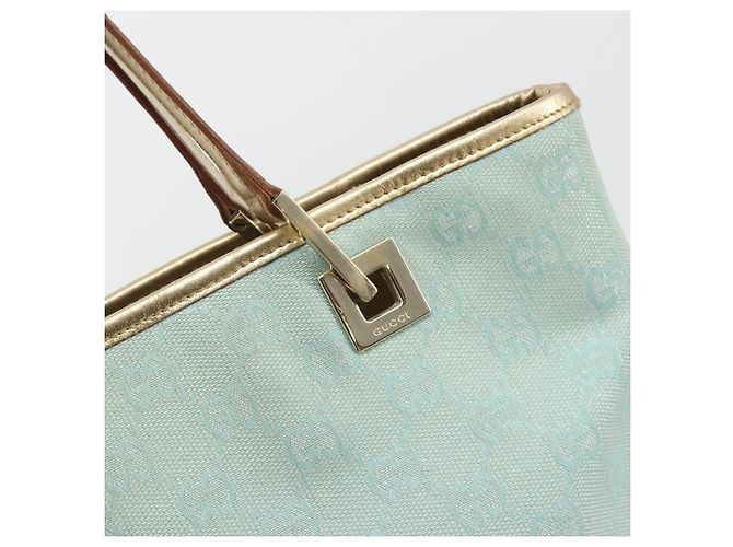 Bolsa Tote GUCCI GG Canvas Azul claro Tom dourado 002.1099 Auth 191736 - vista 10