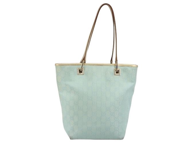 Bolsa Tote GUCCI GG Canvas Azul claro Tom dourado 002.1099 Auth 191736 - vista 13
