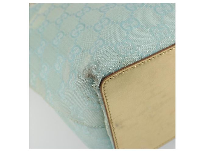 Bolsa Tote GUCCI GG Canvas Azul claro Tom dourado 002.1099 Auth 191736 - vista 14
