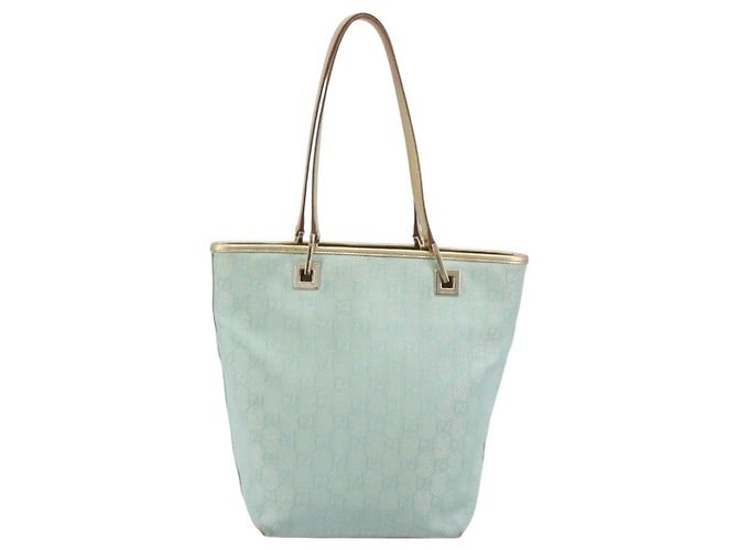 Bolsa Tote GUCCI GG Canvas Azul claro Tom dourado 002.1099 Auth 191736 - vista 2
