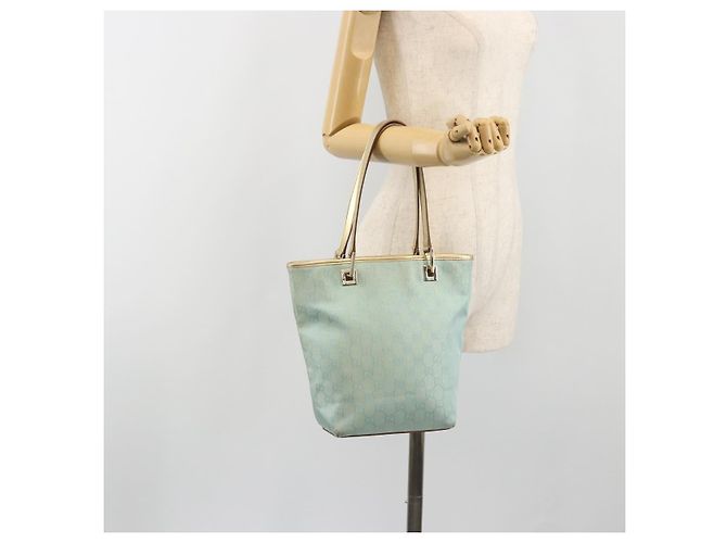 Bolsa Tote GUCCI GG Canvas Azul claro Tom dourado 002.1099 Auth 191736 - vista 22