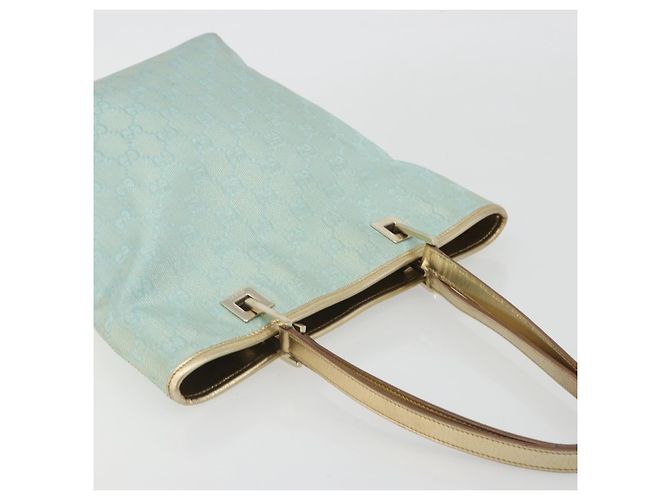 Bolsa Tote GUCCI GG Canvas Azul claro Tom dourado 002.1099 Auth 191736 - vista 6