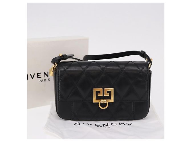Borsa a Spalla con Catena GIVENCHY in Pelle Nera e Oro Auth SW2652M Nero D'oro - vista 12