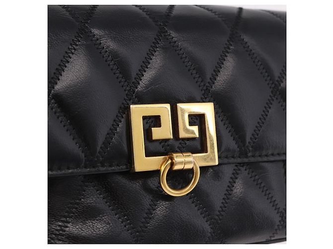 Borsa a Spalla con Catena GIVENCHY in Pelle Nera e Oro Auth SW2652M Nero D'oro - vista 20