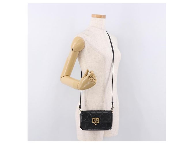 Borsa a Spalla con Catena GIVENCHY in Pelle Nera e Oro Auth SW2652M Nero D'oro - vista 25