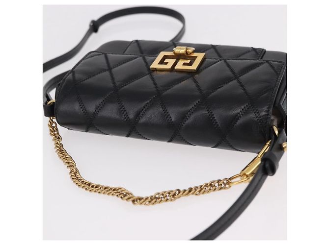 Borsa a Spalla con Catena GIVENCHY in Pelle Nera e Oro Auth SW2652M Nero D'oro - vista 6