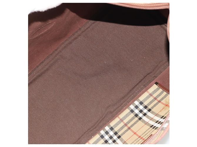 Borsa Boston Burberrys Nova Check PVC Beige Oro Auth 188601 D'oro - vista 12