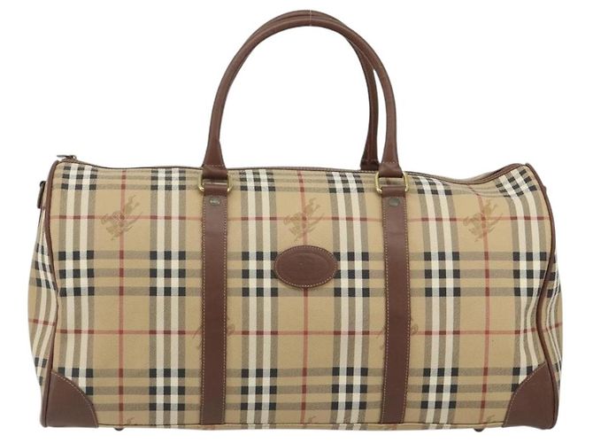 Borsa Boston Burberrys Nova Check PVC Beige Oro Auth 188601 D'oro - vista 13