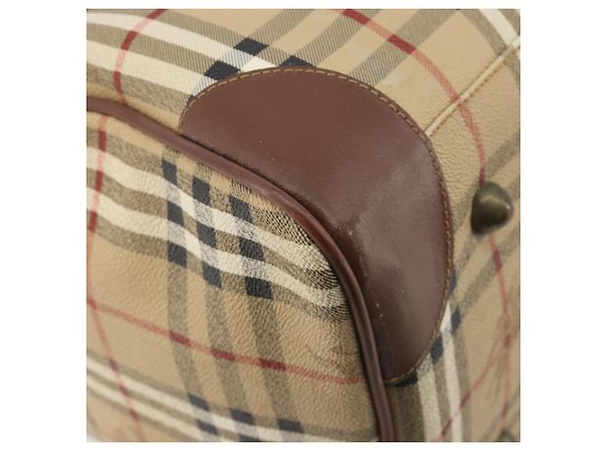 Borsa Boston Burberrys Nova Check PVC Beige Oro Auth 188601 D'oro - vista 16