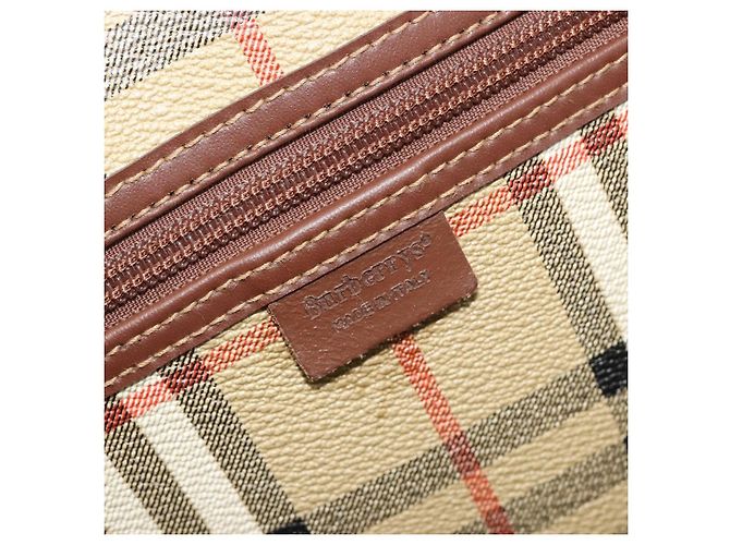 Borsa Boston Burberrys Nova Check PVC Beige Oro Auth 188601 D'oro - vista 18