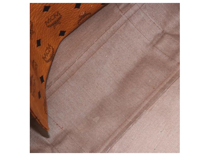 Bolsa Tote MCM Vicetos Logogram em PVC e couro marrom com detalhes dourados Auth BA14482A - vista 11