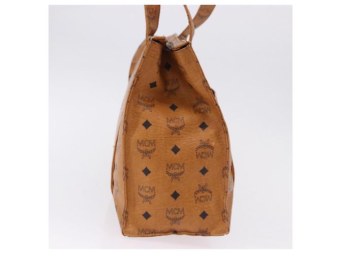 Bolsa Tote MCM Vicetos Logogram em PVC e couro marrom com detalhes dourados Auth BA14482A - vista 4