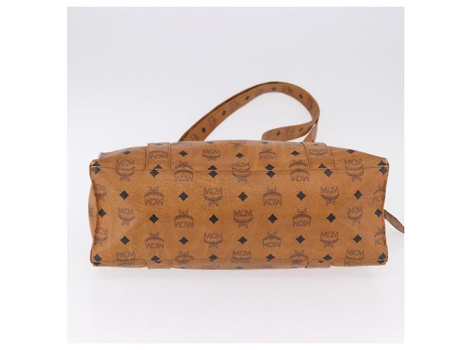 Bolsa Tote MCM Vicetos Logogram em PVC e couro marrom com detalhes dourados Auth BA14482A - vista 5