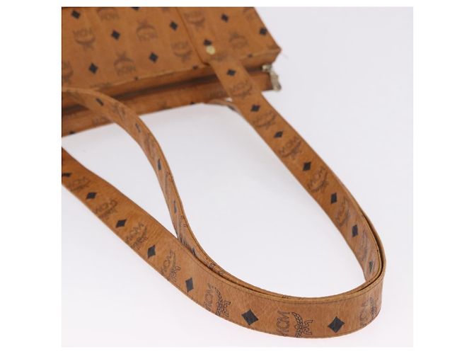 Bolsa Tote MCM Vicetos Logogram em PVC e couro marrom com detalhes dourados Auth BA14482A - vista 7