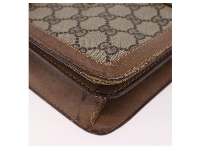 Borsa a Spalla GUCCI GG Supreme Web Sherry Line PVC Beige Oro Auth bs36095 D'oro - vista 14