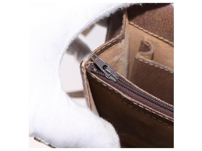 Borsa a Spalla GUCCI GG Supreme Web Sherry Line PVC Beige Oro Auth bs36095 D'oro - vista 23