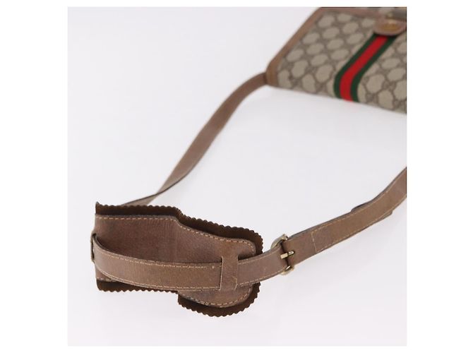 Borsa a Spalla GUCCI GG Supreme Web Sherry Line PVC Beige Oro Auth bs36095 D'oro - vista 7