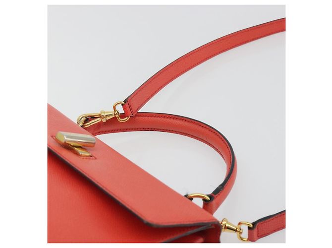 Céline Borsa CELINE in pelle 2way Rosso Oro Auth 192995 D'oro - vista 14
