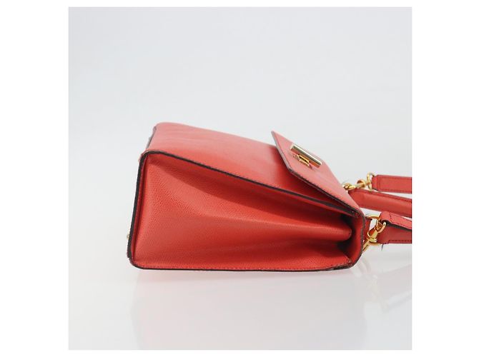 Céline Borsa CELINE in pelle 2way Rosso Oro Auth 192995 D'oro - vista 3