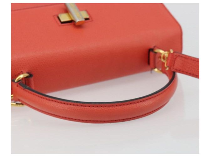 Céline Borsa CELINE in pelle 2way Rosso Oro Auth 192995 D'oro - vista 7