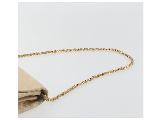 CHANEL Matelasse Chain Shoulder Bag Lamb Skin Beige Gold CC Auth bs36200 D'oro - vista 14