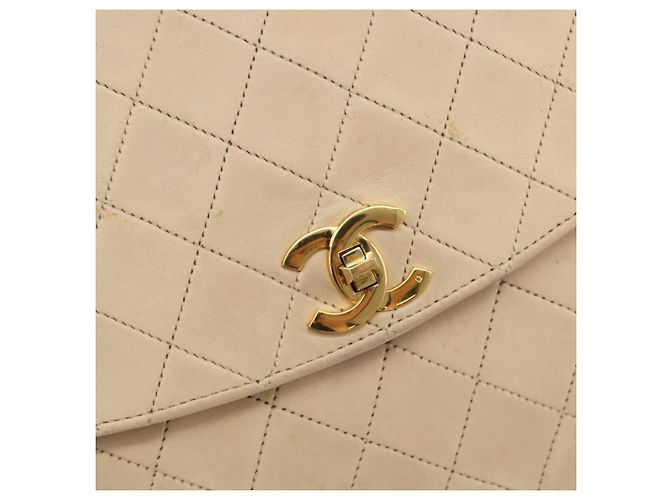 CHANEL Matelasse Chain Shoulder Bag Lamb Skin Beige Gold CC Auth bs36200 D'oro - vista 19