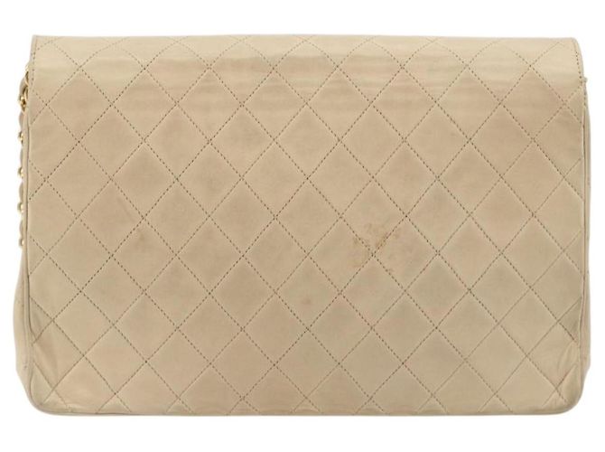 CHANEL Matelasse Chain Shoulder Bag Lamb Skin Beige Gold CC Auth bs36200 D'oro - vista 2