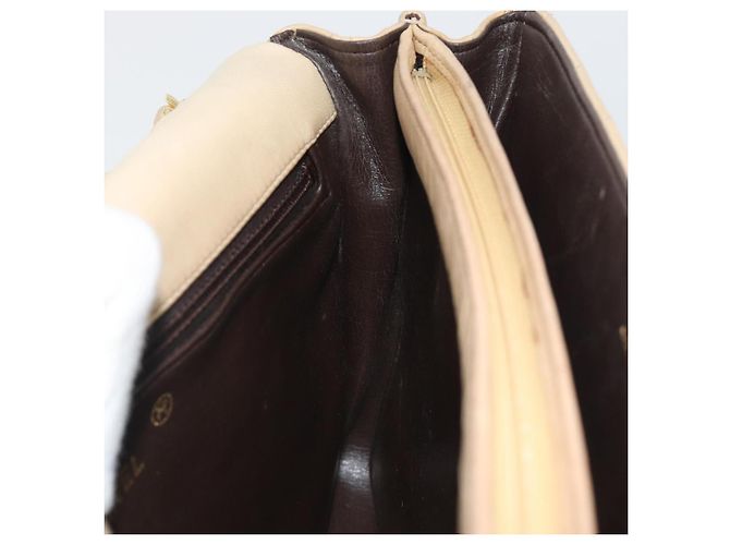 CHANEL Matelasse Chain Shoulder Bag Lamb Skin Beige Gold CC Auth bs36200 D'oro - vista 22