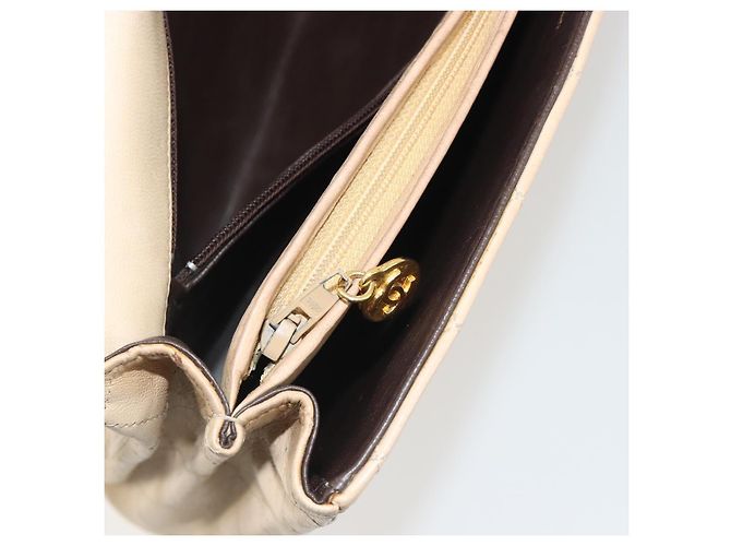 CHANEL Matelasse Chain Shoulder Bag Lamb Skin Beige Gold CC Auth bs36200 D'oro - vista 26
