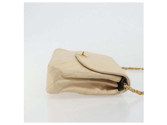 CHANEL Matelasse Chain Shoulder Bag Lamb Skin Beige Gold CC Auth bs36200 D'oro - vista 3