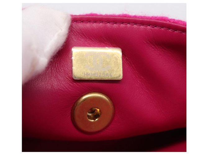 CHANEL Mini Matelasse 18 Chain Shoulder Bag tweed Pink Gold CC Auth 192078SM Rosa D'oro - vista 11