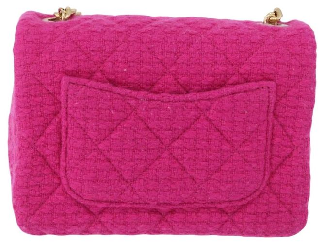 CHANEL Mini Matelasse 18 Chain Shoulder Bag tweed Pink Gold CC Auth 192078SM Rosa D'oro - vista 2