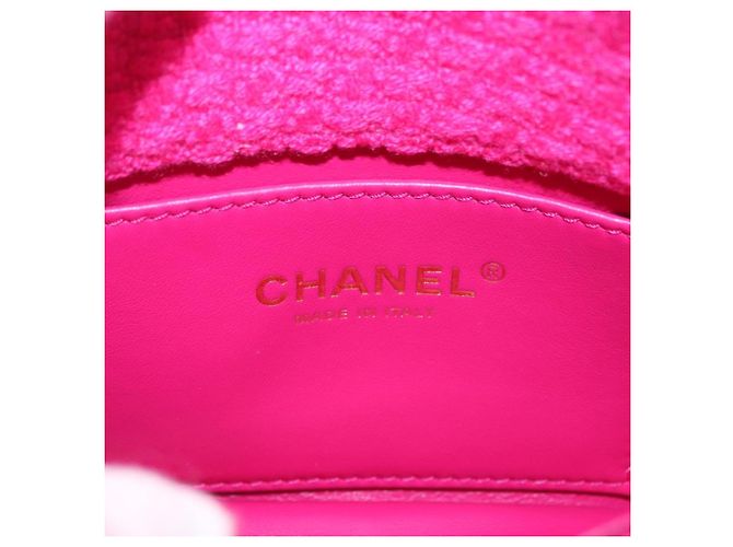 CHANEL Mini Matelasse 18 Chain Shoulder Bag tweed Pink Gold CC Auth 192078SM Rosa D'oro - vista 21