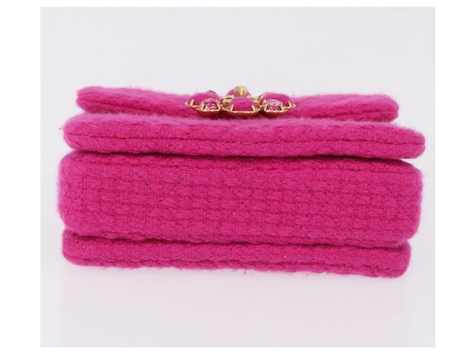 CHANEL Mini Matelasse 18 Chain Shoulder Bag tweed Pink Gold CC Auth 192078SM Rosa D'oro - vista 5