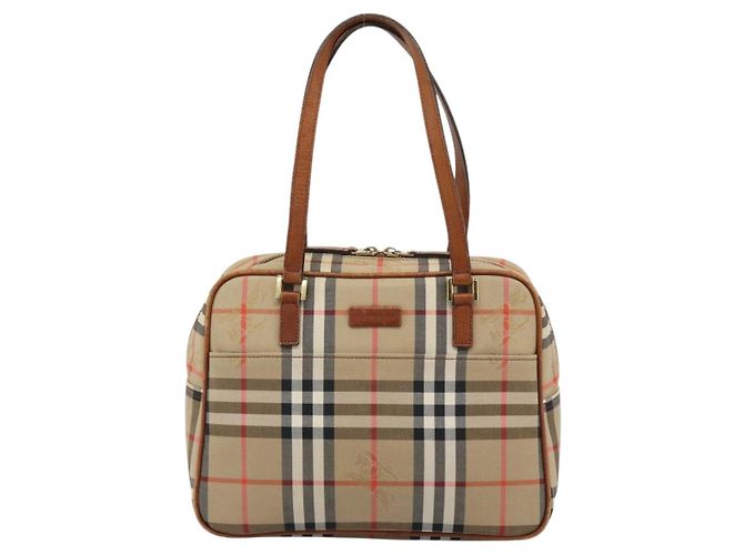 BURBERRY Nova Check Handtasche Canvas Beige Goldton Auth 192718 - Ansicht 13