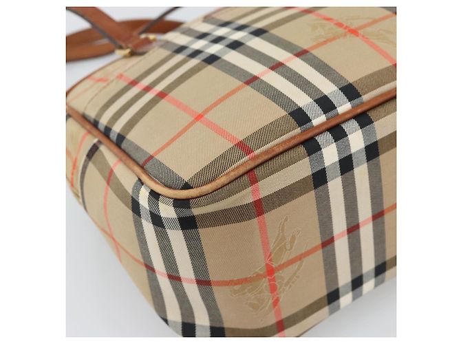 BURBERRY Nova Check Handtasche Canvas Beige Goldton Auth 192718 - Ansicht 15