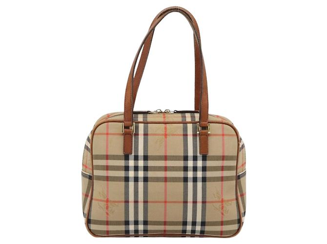 BURBERRY Nova Check Handtasche Canvas Beige Goldton Auth 192718 - Ansicht 2