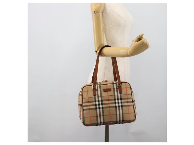 BURBERRY Nova Check Handtasche Canvas Beige Goldton Auth 192718 - Ansicht 22