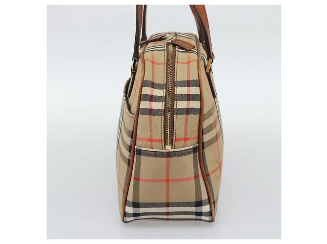 BURBERRY Nova Check Handtasche Canvas Beige Goldton Auth 192718 - Ansicht 4