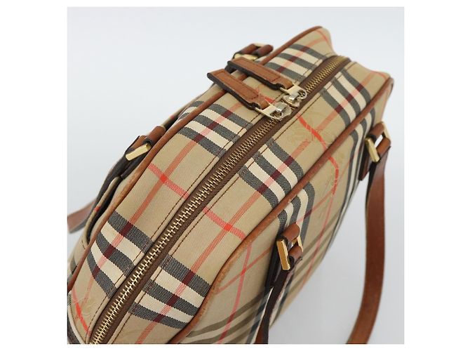 BURBERRY Nova Check Handtasche Canvas Beige Goldton Auth 192718 - Ansicht 6