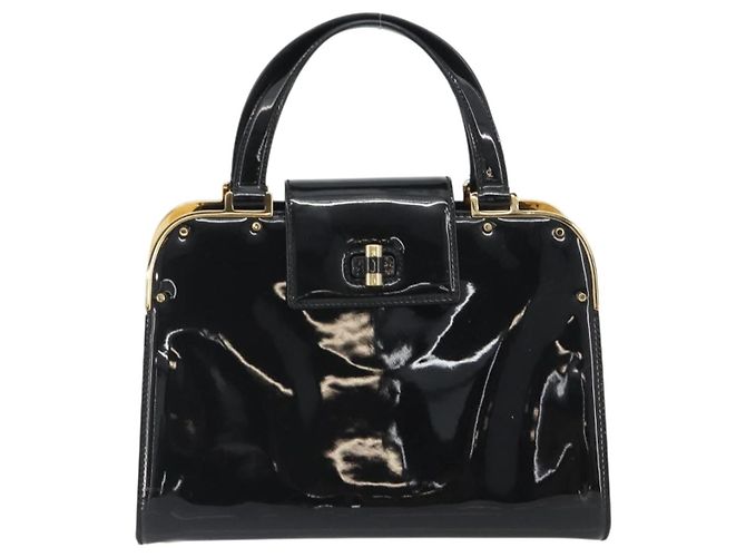 Borsa SAINT LAURENT in pelle vernice nera e oro Auth 193027A Nero D'oro - vista 13