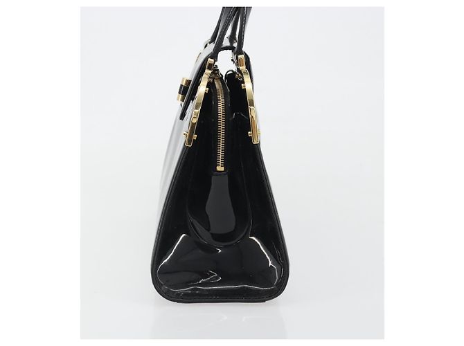Borsa SAINT LAURENT in pelle vernice nera e oro Auth 193027A Nero D'oro - vista 3