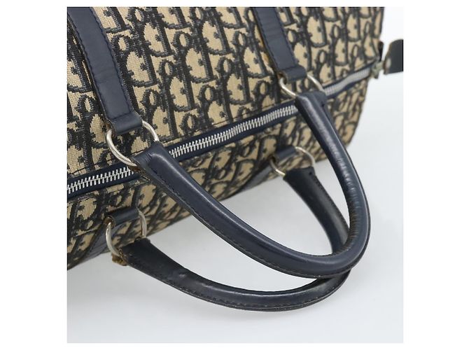 Christian Dior Trotter Canvas Boston Bag Navy Silver Auth BA14375 Silber Marineblau - Ansicht 7