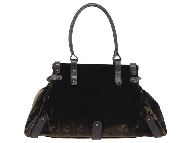 Borsa FENDI Velluto Marrone Oro Auth bs36234 D'oro - vista 2