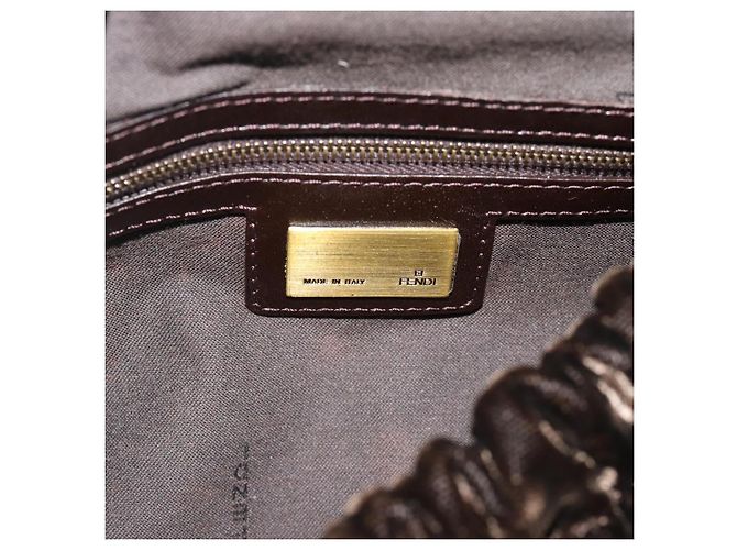 Borsa FENDI Velluto Marrone Oro Auth bs36234 D'oro - vista 20