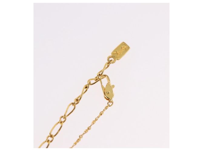 Collana SAINT LAURENT Initials Cointop Metal Gold Tone Auth SW2536 - vista 13