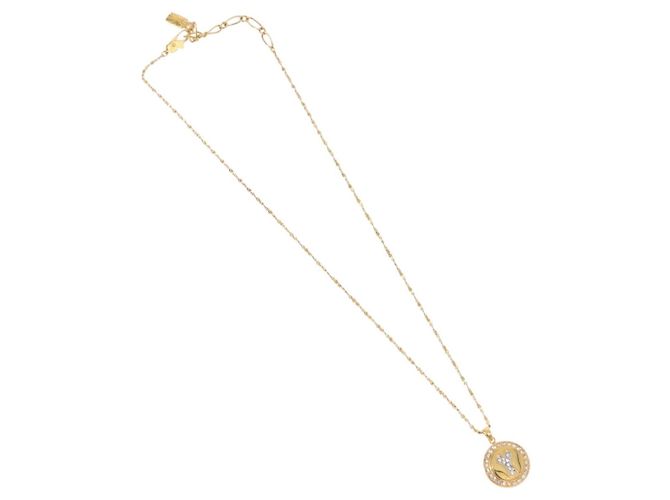 Collana SAINT LAURENT Initials Cointop Metal Gold Tone Auth SW2536 - vista 2