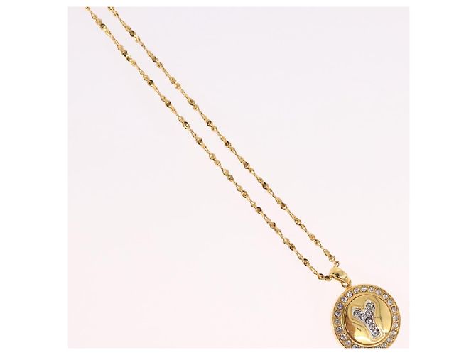 Collana SAINT LAURENT Initials Cointop Metal Gold Tone Auth SW2536 - vista 4