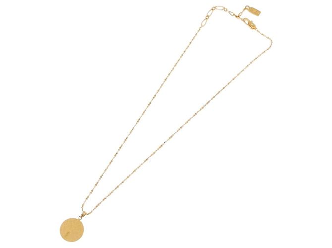 Collana SAINT LAURENT Initials Cointop Metal Gold Tone Auth SW2536 - vista 8